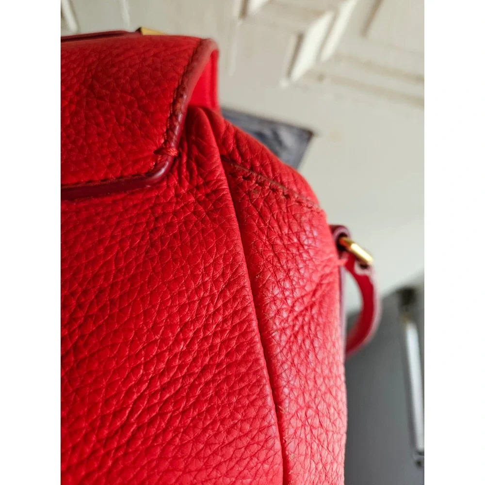 Marc by Marc Jacobs Red Pebbled Leather Satchel Crossbody Bag Gold Hardware